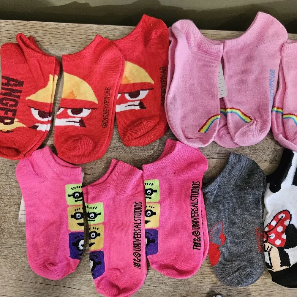 Girl Socks *SAMPLES* 20 Pairs Size 6-8 years Disney Frozen Minnie Inside Out
